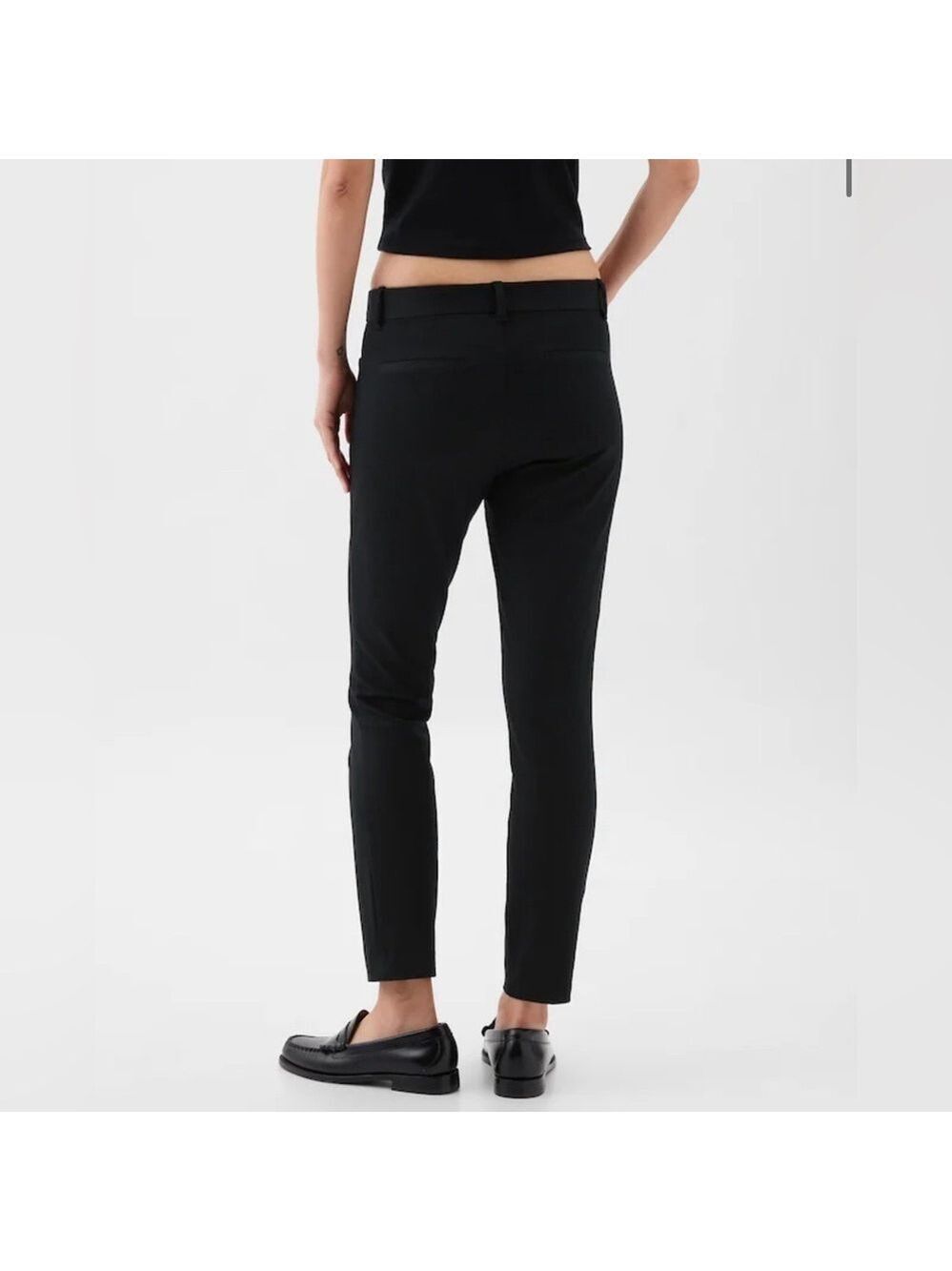 Gap Signature Skinny Ankle Mid Rise Black Trouser Pants in Bi-Stretch Weave - Picture 5 of 15